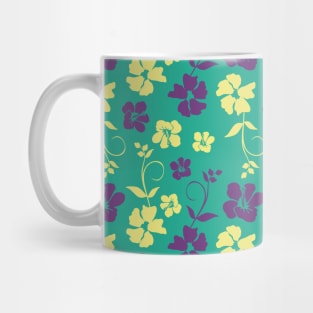 Botanic Floral Pattern Yellow Purple Green Pastel Mug